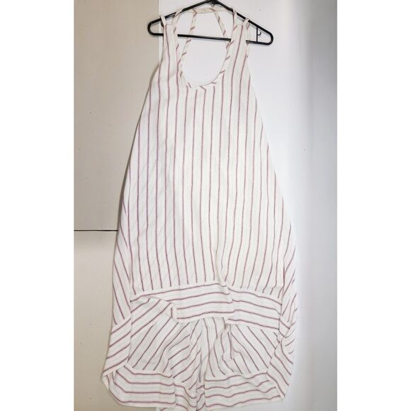 BCBGMAXAZRIA Chelsi Striped Open Back High Low Halter Midi Dress M - Picture 2 of 7